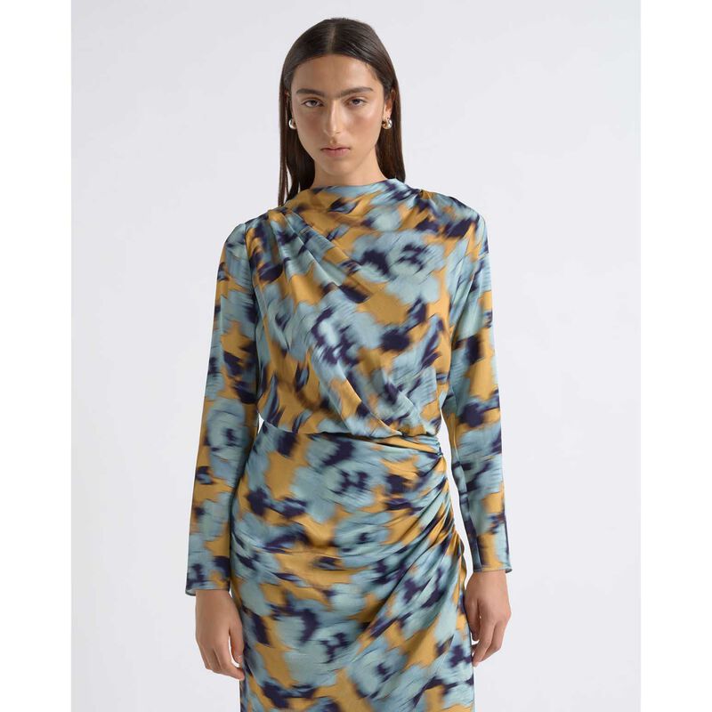 Cue Blurred Floral Drape Mini Dress image number 3